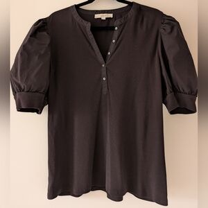 Loft Mixed Media Puff Sleeve Top XXL GOC